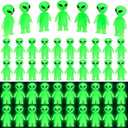CroBlissful Mini Alien Figures Glow in The Dark Small Little Tiny Aliens Figurine to Hide and Seek for Space Party Favors Easter Toys Bulk Gifts Goodie Bag Fillers Pinata Stuffer(25 Pcs)