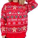 Women's Long Sleeve Pullover Christmas Ugly Sweater Winter Holiday Season Fashion Loose Red Snowman New Year Knitted Sweater (Medium)