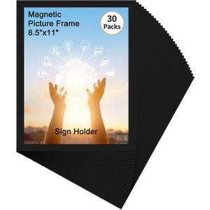 Hoikwo 30 Packs 8.5x11 Black Certificate Frames, Bulk 8.5 by 11 Document Frames, 8.5 x 11 Picture Frames Set, Adhesive Magnetic Frames for Letter Holder for Refrigerator Glass Door