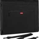 Nicpro Light Weight Art Portfolio Bag, 18x24 Black Art Canvas Portfolio Case with Detachable Shoulder Strap, Leather Corners, Carrying Storage Case for Artwork, Poster, Sketching, and Drawing