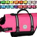 VIVAGLORY Rip Stop Dog Life Vest, Swimming Vest with Handle, Buoyancy for Doggy Puppy, Dog Life Jacket for Swimming & Boating, M, Pink