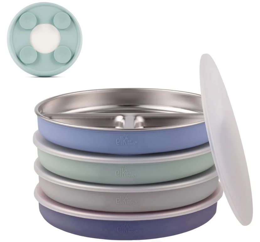 7.8" Stainless Steel Divided Plates with Suction Sleeve