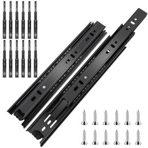 16 inch Ball Bearing Drawer Slides 6 Pairs (8pcs) - 100LB Capacity, Full Extension Side Mount Slides for Kitchen Cabinets, Wardrobes, Office Furniture (Black 16inch)