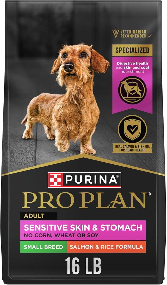 Purina Pro Plan Sensitive Skin and Stomach Dog Food Small Breed, Adult Salmon & Rice Formula - 16 lb. Bag, Best By September 20