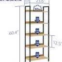 NUMENN Bookshelf, 5 Tier Bookshelves, Home Office Bookcase Shelf Storage Organizer, Free Standing Storage Shelving Unit for Bedroom, Living Room and Home Office, Natural