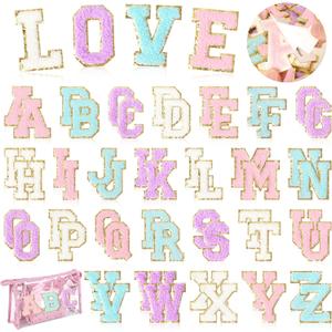 Chenille Letters Patches Self-Adhesive for Clothing: NICEVINYL 52pcs Classic-Color Preppy Varsity Self Adhesive Initial Letters Patches Stickers for Trucker Hats,Makeup Bags,Backpacks