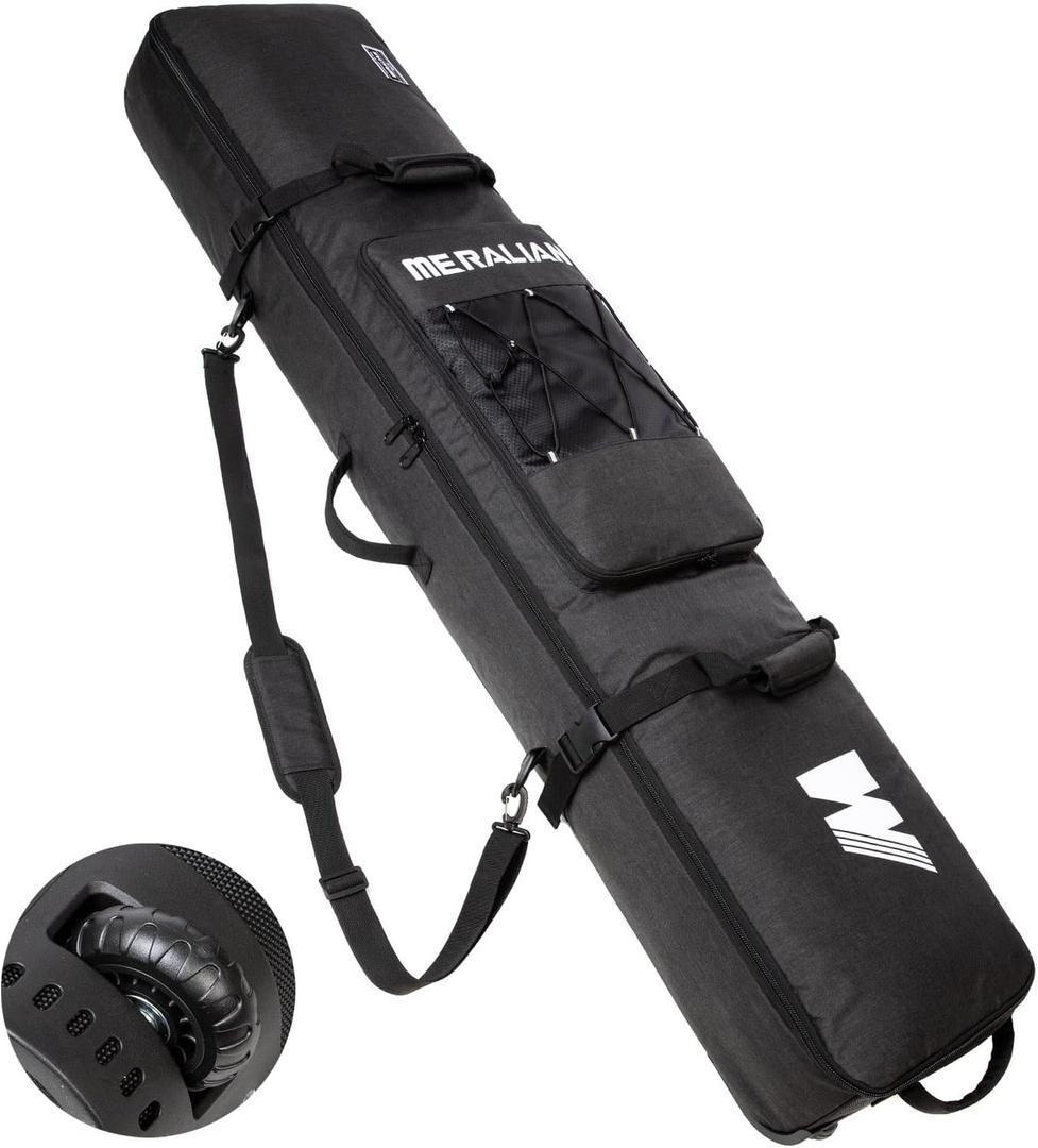 Snowboard Bag with Wheels, Padded Roller Snowboard Bag for Single Snowboard and Snowboard Boots, Length in (160cm, blk)