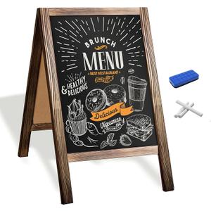 Ilyapa Wooden A-Frame Sign with Eraser & Chalk - 21 x 30 Inches Magnetic Sidewalk Chalkboard – Stained Wood Menu for Restaurant, Business or Wedding