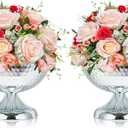 4 x Metal Urn Vases for Centerpieces - 6.3" Tall Flower Pot Planters, Wedding Table Decor, Party Reception, Home Floral Arrangement (2, Silver)