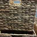 12x12x10in Water Hyacinth Storage Basket Large, Folding Cube Woven Wicker Storage Basket for Shelves, Pantry Baskets Organization and Storage, Kitchen Storage Baskets, Large Rattan Basket Set of 3