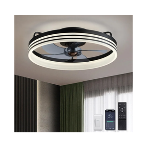 Ceiling Fans with Lights, Flush Mount Ceiling Fan with Lights and Remote, 6 Wind Speeds Smart Low Profile Ceiling Fan for Bedroom, Kids Room and Living Room 20" (Black)
