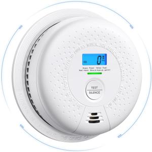 X-Sense Smoke and Carbon Monoxide Detector Combo, Wireless Interconnected Combination Smoke and Carbon Monoxide Detector with LCD Display & 10-Year Battery, RF Interconnected Model, 1-Pack