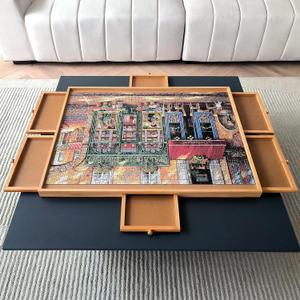 2000 Piece Puzzle Board with Drawers, 40" x 28", Portable Wooden Jigsaw Puzzle Table, Suitable for Adults, Used for Puzzle Storage and Sorting, Gifts for Friends and Family