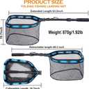 PLUSINNO Floating Fishing Net for Steelhead, Salmon, Fly, Kayak, Catfish, Bass, Trout Fishing, Rubber Coated Foldable Landing Net with Fixed or Telescoping Pole Handle, Fishing Gear and Gifts for Men, Large