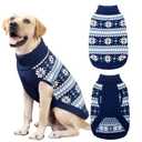 KOOLTAIL Cable Knit Dog Sweater Turtleneck, Cold Weather Pullover Classic Knitwear, Snowflake Pattern Thick Warm Winter Pet Clothes, Dog Christmas Sweater for Small Medium Large Dogs Cats, Navy Blue M