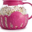 Ecolution Patented Micro-Pop Microwave Popcorn Popper with Temperature Safe Glass, 3-in-1 Lid Measures Kernels and Melts Butter, Made Without BPA, Dishwasher Safe, 3-Quart, Hot Pink