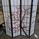 FDW Room Divider 6Ft Folding Privacy Divider 4 Panel Oriental Shoji Screen Wall Divider Wood Divider Portable Freestanding Partition Screen, White