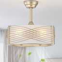 20" Gold Fandelier Ceiling Fan with Light, Caged Ceiling Fan with Light Remote Control, Mid Century Modern with 6 Speeds for Bedroom, Nursery, Living Room