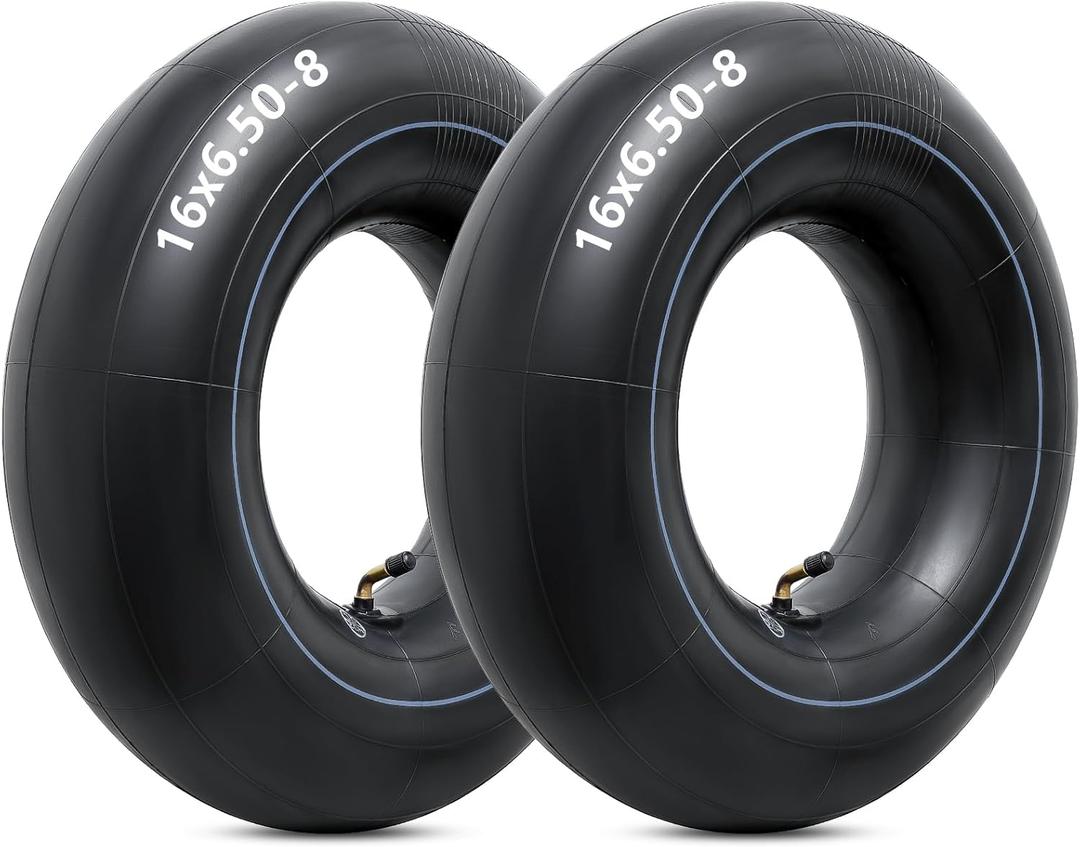 Heavy Duty 16x6.50-8 Inner Tubes with TR-87 Bent Valve Stem, Premium Replacement 16x6.50-8/16x7.50-8 Lawn Mower Tire Tubes Fit for Tractor, Garden Trailer, Golf Carts, Wheelbarrows and More Pack of 2