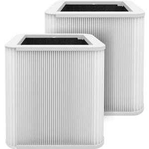 2 Pack 211+ Replacement Filter Compatible with Blue Pure 211+ Air Cleaner Purifier, 2 Stage Filtration System of Activated Carbon Filter and H13 True HEPA Filter