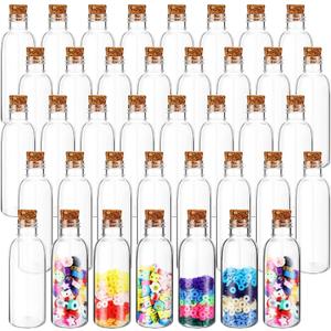 Talandale 50 Pcs 4 oz Potion Bottles with Cork - Clear Plastic Sand Art Bottles for DIY Wedding Party Favors