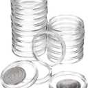 uxcell 20 Pcs 33mm Silver Dollar Coin Holders, Plastic Coin Capsule Covers Acrylic Clear Round Coin Collection Supplies Container for Silver Coin Protectors or NFC Tag
