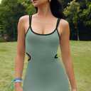 ReachMe Womens Tennis Dress Athletic Dresses with Built in Shorts and Bra Summer Workout Romper Trendy Golf Outfits (L)