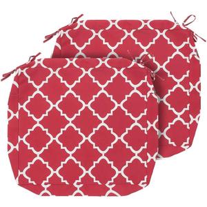 Magpie Fabrics Indoor Outdoor Cushion Cover Replacement 2 Pack, NO INSERT! Water Repellent Slipcover with Ties Christmas Decor for Patio Garden Chair Seat Sofa Bench Wicker(Geometry Red, 20x18x4 Inch)