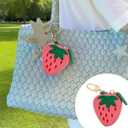 Cute Fruit Mini Coin Purse Keychain,Strawberry Cherry Leather Zipper Wallet Handbag Accessories For Women And Girls (Oranges)