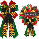 ABTOLS Large Juneteenth Wreath Bow, Black History Month Bow African American Bow for Wreath Kwanzaa Decoration Bows for Front Door Emancipation Day Burlap Tree Bows for Indoor Outdoor Decor