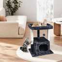 SYANDLVY 27IN Cat Tree for Indoor Cats Large Adult, Modern Activity Tower with Scratching Posts, Condo with Plush Perch, Climbing Stand with Spring Ball for Play, Smoky