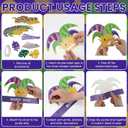 Soulchen 48 Sets Mardi Gras Crowns Jester Hat Craft Kit with Pompoms Diamond Stickers Mardi Gras DIY Paper Hat Crown Headpiece for Carnival Craft Favors Supplies Decoration