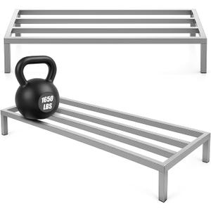 MorningRo 2 Pack Dunnage Rack 48" Long x 20" Wide, 7.9" Height Stainless Steel Shelf 3000+ Pound Capacity Commercial Food Floor Rack for Restaurants Kitchens Garages and Vehicles