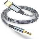 Aux to USB C Adapter, Braided 3.5mm to USB C Audio Cable, Stereo TRS Male to Male Connector Compatible with iPhone 16/15 Series, iPad Pro/Air, Google Pixel 7/6