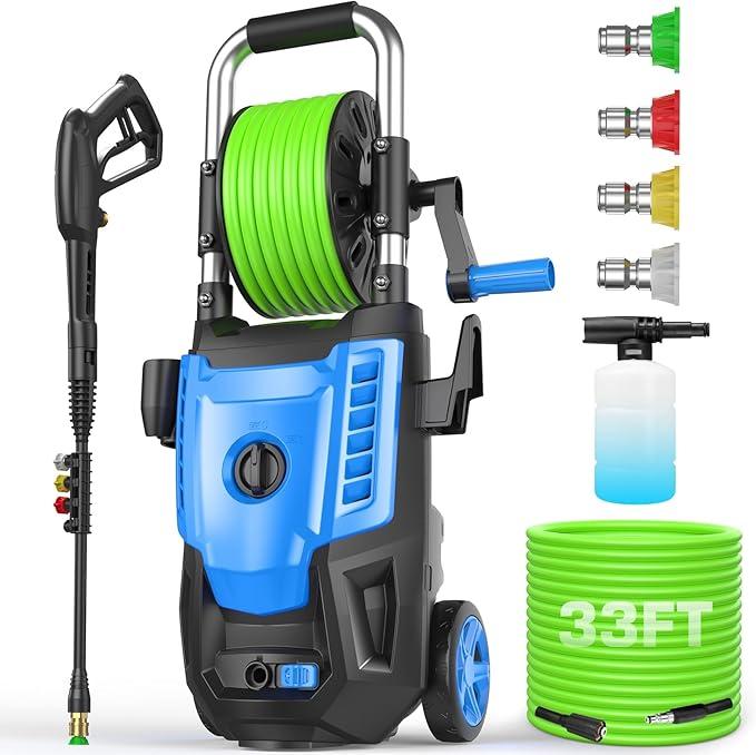 4800 PSI Electric Pressure Washer High Power Washer with Soap Bottle (Light Blue)