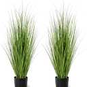 Jexine 2 Pieces 3 ft Tall Artificial Grass Plant Potted Artificial Greenery Floor Plants Fake Pampas Grass Tall in Pot for Housewarming Gift House Garden Bathroom Lobby Indoor Outdoor (Green)