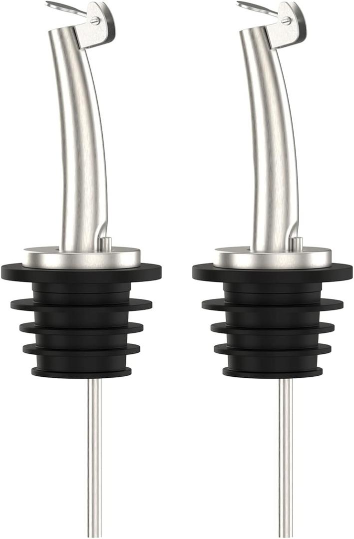 Axe Sickle 2 Pcs Oil Spout Liquor Bottle Pourer Spouts Stainless Steel Speed Pour Spouts Olive Oil Dispenser Spout for About 3/4" Bottle Mouth, with Flip Top