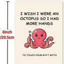 3 x BENNLOOS Humor Octopus Valentine's Day Card for Husband Wife, Rude Birthday Card for Girlfriend Boyfriend, Funny Anniversary Cards Gifts for Women Men, I Wish I Were An Octopus Card
