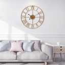 bakbrand Large Wall Clock 16 Inch Gold Roman Numerals Metal Clock Battery Operated Silent Non-Ticking Decor Clock Modern Round Oversize Wall Clocks for Home, Hotel, Office, Bedroom (Gold, 16inch)