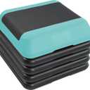 Fitvids Step Aerobic Platform, Exercise Step with 5 levels Adjustable Height, 4 Stackable Risers, Fitness Training Workout Stepper for Home Gym, Cardio Strength, Multiple Options (Teal)