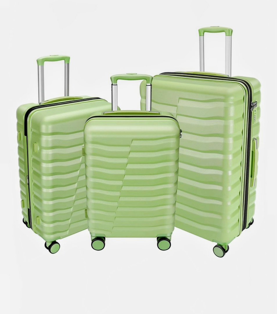 Lightweight Luggage with Spinner Wheels & YKK Zipper, 3-Piece Travel Suitcase ABS+PC Hardshell Luggage Set with TSA Lock, Light Avocado Green (20+24+28 inch)
