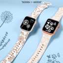 Wearlizer 2 Packs Floral Engraved Compatible with Apple Watch Bands 38/40/41/42/44/45/46/49mm Women, Cute Two-Tone Soft Silicone Strap for iWatch Series 11 10 9 8 7 6 5 4 3 SE/Ultra 3 2 1