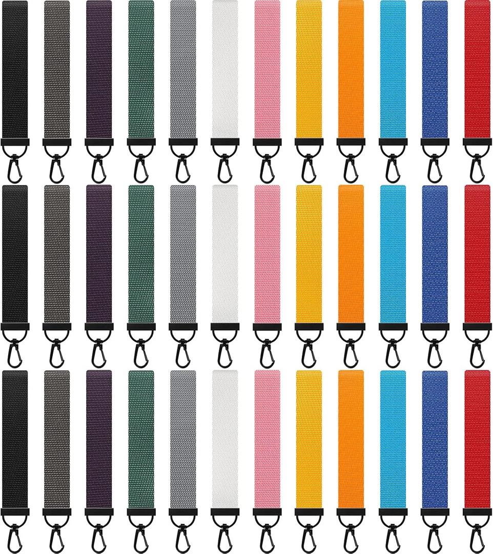Shappy 36 Pcs Wrist Keychain for Keys Wrist Strap Keychain Bulk Key Chain Holder with Key Rings for Women Men Nylon Hand Wristlet Lanyard for Car Keys Wallet Bag holder, 12 Colors
