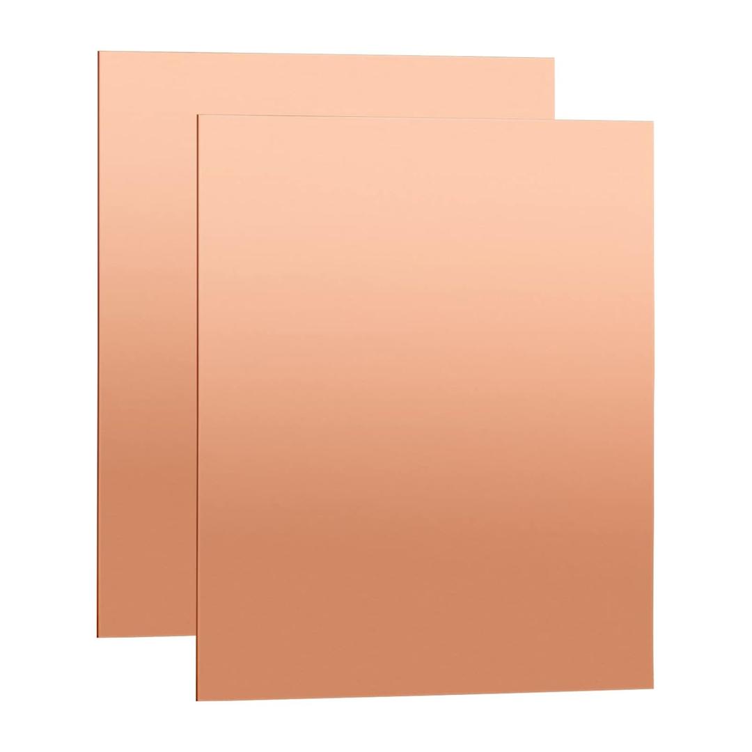LEXININ 2 PCS 8 x 10 Inch Pure Copper Sheet, 24 Gauge/ 0.5mm Metal Copper Plate, Double Sided Film Attached Copper Plate for Craft