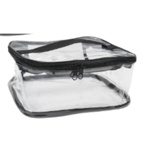1 Pcs Portable Clear Makeup Bag, Transparent Black Border PVC Zipper Travel Storage Pouch With Handle, Waterproof Cosmetic Toiletry Bag Small Foldable Storage Pouch