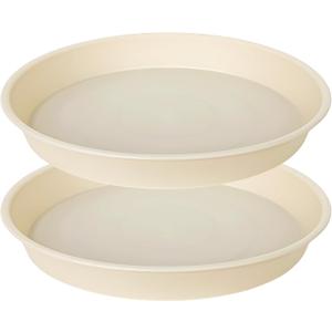 2 Pack of 18 19 inch Plant Saucer Drip Tray (16.6 inch Base), Heavy Duty Deep Plant Saucers for Pots, Plastic Flower Planter Water Trays for Indoors Outdoor (19", Beige)
