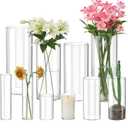 10 Pack Glass Cylinder Vase for Centerpieces, Clear Flower Glass Vases for Wedding Decorations, Hurricane Floating Candle, Holder for Table Centerpiece Wedding Home Dcor