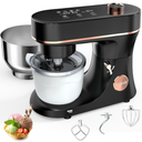 Stand Mixer Set, 6QT Kitchen Mixer with LED Touchscreen, 11-Speed Tilt-Head Mixer with Timer, 4 Preset Menus, Stainless Steel Bowl, Hook, Whisk, Beater,Plus 2QT Ice Cream Maker Attachment,Black