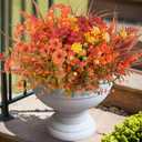 Dolicer 12 Bundles Artificial Flowers for Outdoors, UV Resistant Outdoor Artificial Flowers, Fake Outdoor Plants Flowers for Home Planter Porch Patio Window Outdoor Spring Summer Decor (Orange Mixed)