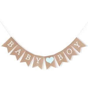 Baby Boy Burlap Banner - Sweet Baby Boy Shower Decorations, Rustic Baby Shower Decorations, Photo Decoration Props, Baby Boy Burlap Banner for Baby Shower Decorations and Gender Reveal Party (Baby Boy Banner)